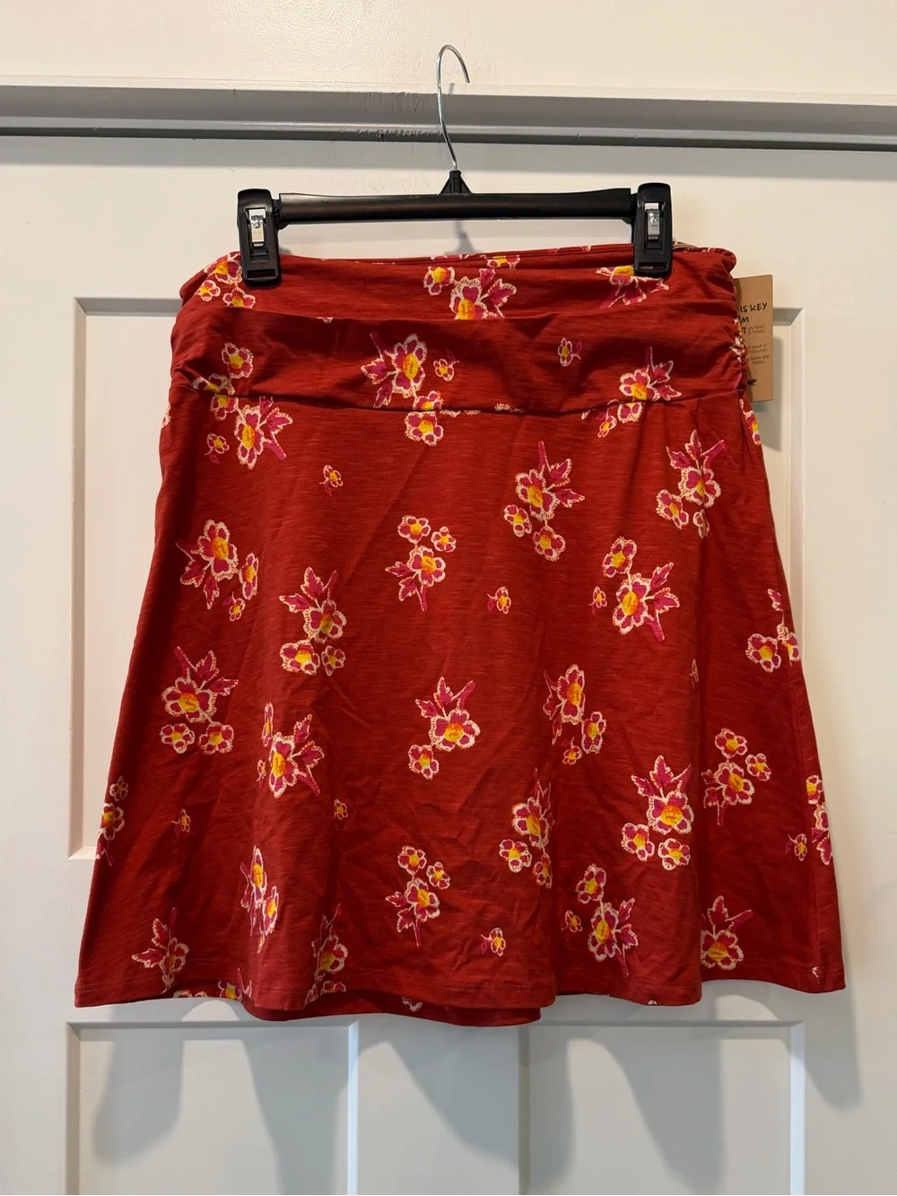 Toad&Co Chaka Skirt Campfire Floral Print Organic Cotton Red Size Medium NWT